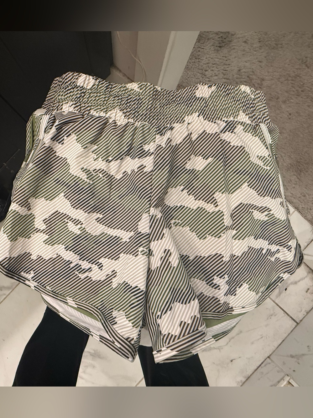 Avita Olive and Cream Camo Athletic Shorts